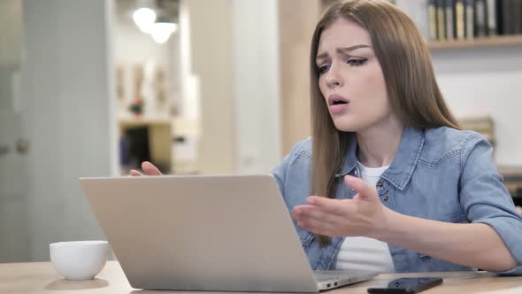 Loss Tense Creative Woman Working on Laptop