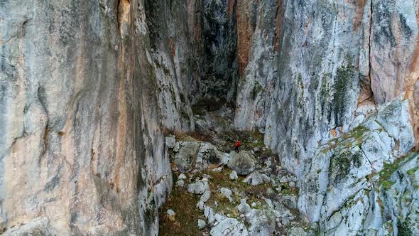 Tourist Of Mountains In Rock Canyon