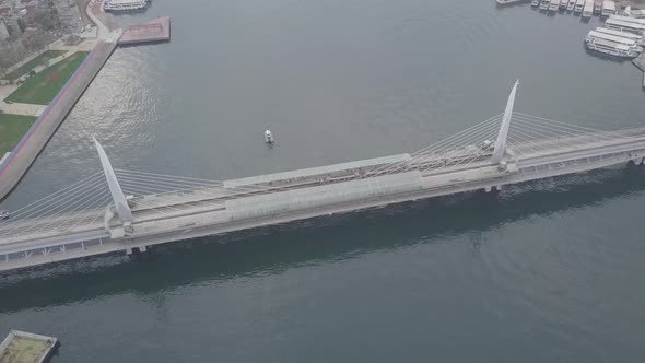 Aerial footage of Suleymaniye Mosque from a foggy day