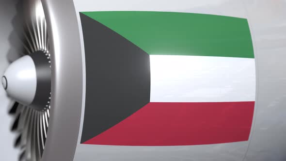 Airplane Turbine with Flag of Kuwait