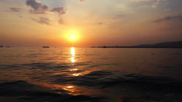 Sea Sunset View From Ship Deck