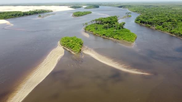 Sand dunes and rain water lagoons at northeast brazilian paradise