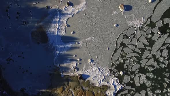 Abstract aerial view of the frozen sea in Muraste, Estonia.