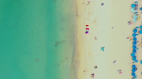 Aerial top view Surin Beach in Phuket, Thailand, southern of Thailand, Surin beach is a very famous