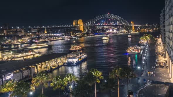 Sydney Harbour Bridge timelapse at night