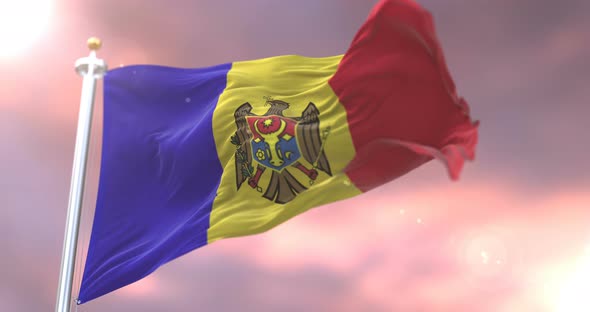 Flag of Moldova at Sunset