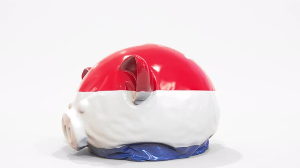 Deflating Inflatable Piggy Bank with Flag of the Netherlands