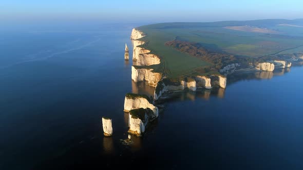 Old Harry Rocks on the Jurassic Coast in England from the Air