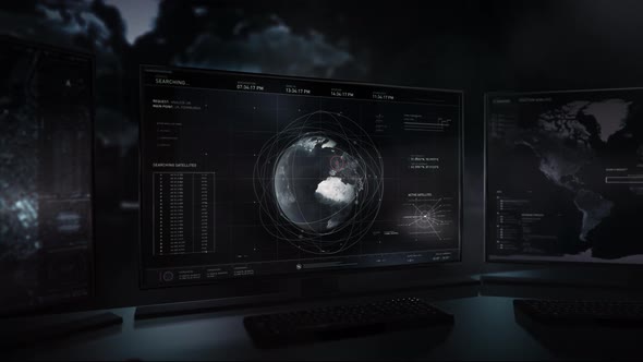 Screen Shows Results Of UK Territory Scanner Analysis With Satellite Live Feed alt