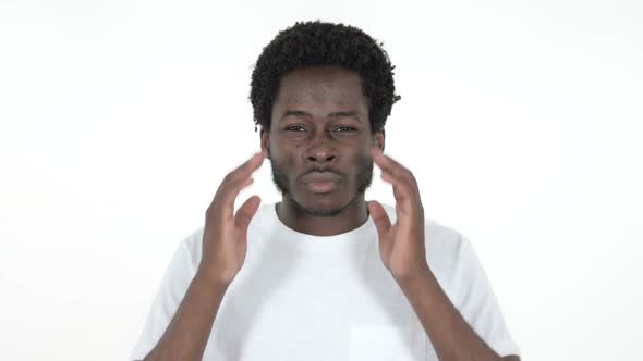 African Man with Headache White Background