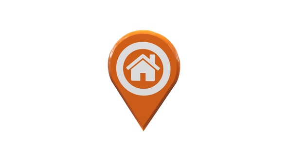 Home Map Location 3D Pin Icon Orange V7