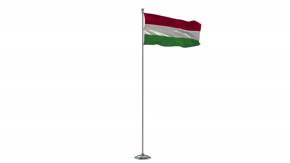 Hungary   Looping Of The Waving flag Pole With Alpha