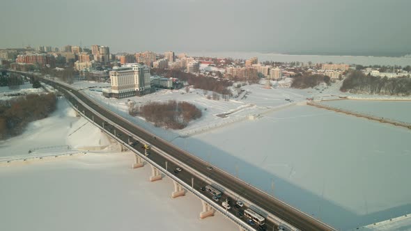 Road Bridge Across the Frozen River