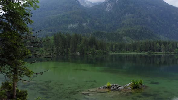 Aerial View of Beautiful Hintersee Lake on Evening