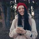 Young Female Smiling And Drinking Coffee - VideoHive Item for Sale