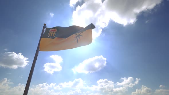 Saskatchewan Flag on a Flagpole V4