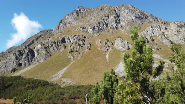 Closeup image of a mountain alps during autumn in Austria