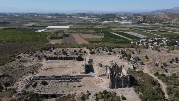 Ancient City Ruins and Plain View on the Hill