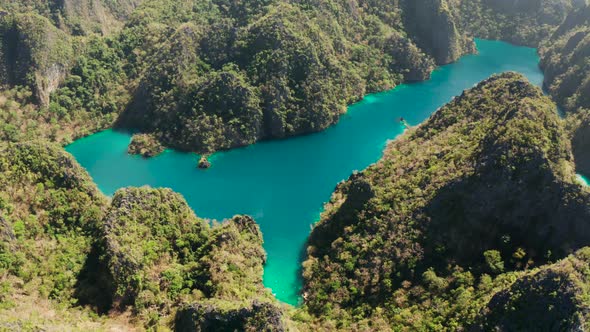 Mountain Lake Kayangan on Tropical Island Philippines Coron Palawan