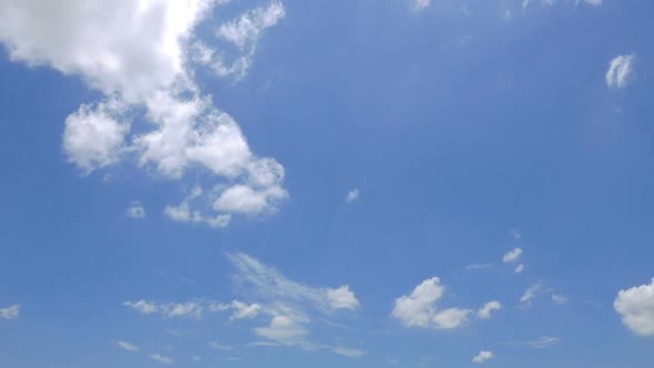 Time lapse of white cloud moving pass around sky background