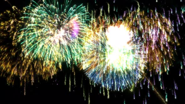 Looping Multicolored Isolated Fireworks Grand Finale