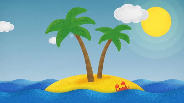 Tropical Island Toon Happy Background