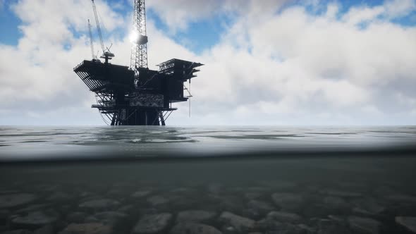 Large Pacific Ocean Offshore Oil Rig Drilling Platform