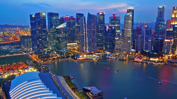 Time lapse beautiful architecture business building cityscape of Singapore city alt