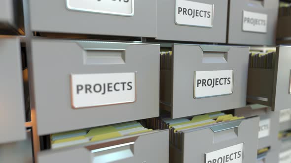File Cabinet with PROJECTS Text