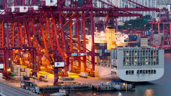 Kwai Tsing Container Terminals at night