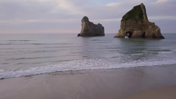 Flying on beautiful beach