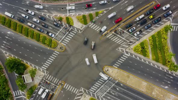 Hyperlapse of Crossroad in Phuket Thailand Downtown Traffic Street Crossroad