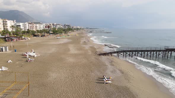 Aerial View of the Beach at the Seaside Resort Town. Turkey