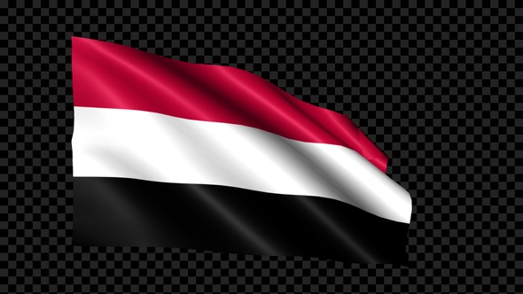 Yemen Flag Blowing In The Wind