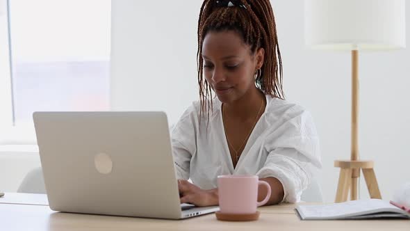 Woman Work at Laptop with Smile Spbi