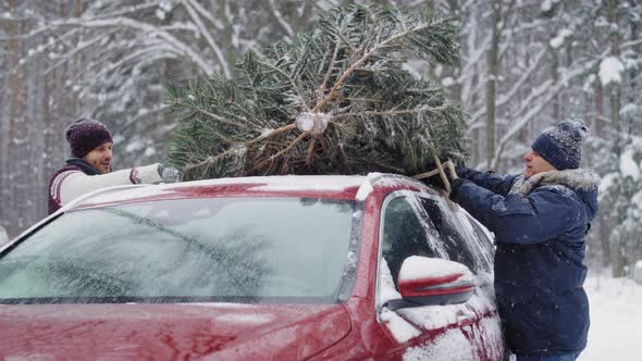 Man with senior father almost ready for Christmas