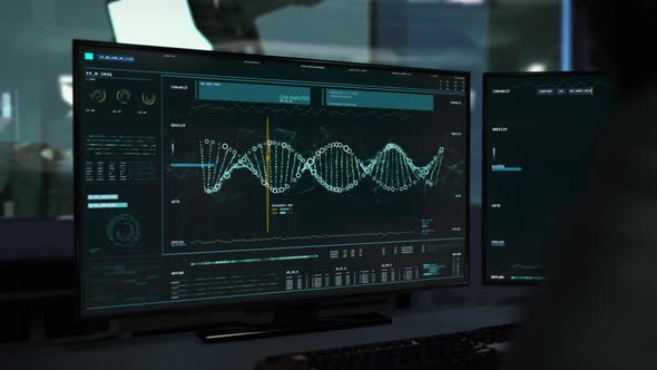 Medical testing. Isolating DNA parts to analyze its structure in detail. UI alt