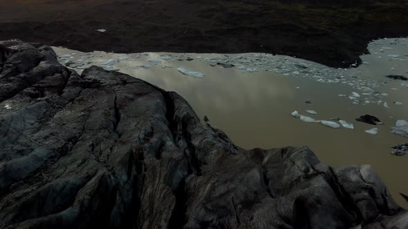 Flying Over the End of the Black Glacier Tongue