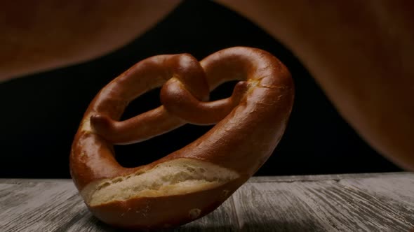 Yummy Pretzels Arranged on Timber Table