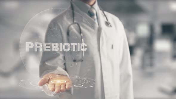 Doctor with Prebiotic in Medicine Hologram Concept