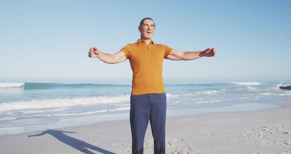 Portrait of a senior Caucasian man enjoying time on the beach