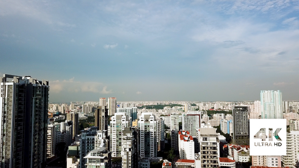 Aerial View over Singapore Buildings