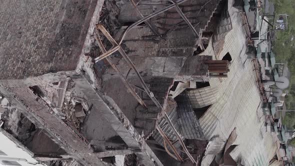 Vertical Video of a Bombed House During the War in Ukraine