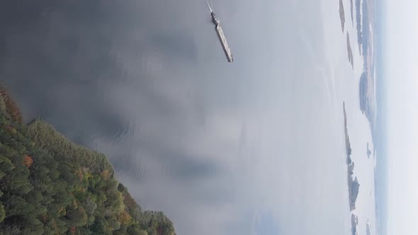 Vertical Video Aerial View of the Dnipro River  the Main River of Ukraine