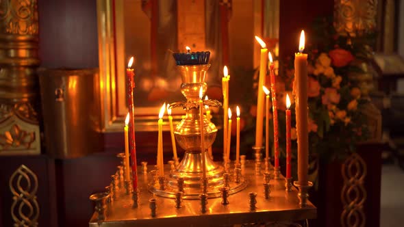 A Candilo is a Large Candlestick in Front of an Icon in an Orthodox Church