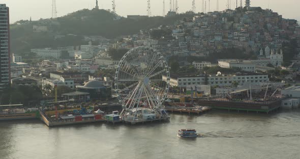 Boat sailing on the river in Guayaquil City Ecuador.