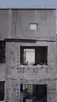 Vertical Video of a House Destroyed By the War in Ukraine