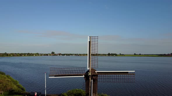 Aerial landscape from Doris Mooltsje the oldest Spider head mill from Friesland 