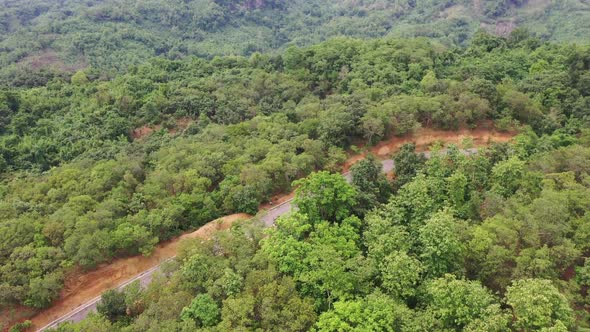 Aerial view of mountain landscape with clouds, Chittagong, Bangladesh.