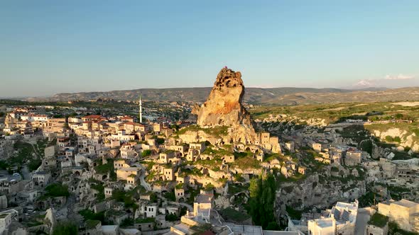 Awesome aerial view of Ortahisar 4 K Turkey Cappadocia